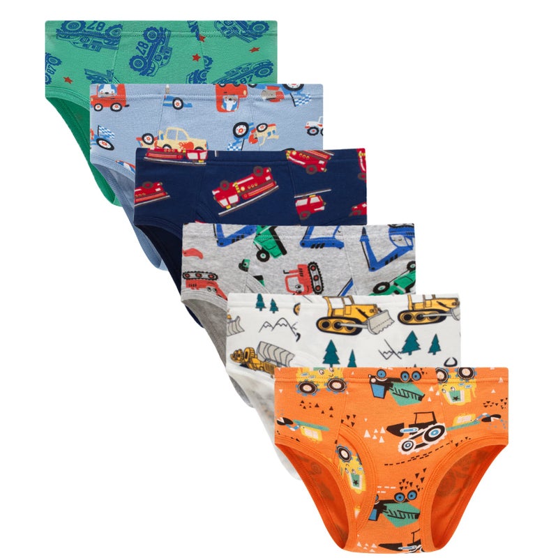Boboking Little Boys Briefs Dinosaur Truck Toddler Kids Underwear (Pack of 6) 5/6Y - Image 1